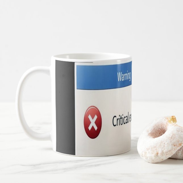 Critical Error — Retro Windows Warning Boxes Graph Coffee Mug (With Donut)