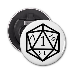 Critical Fail D20 Button Bottle Opener