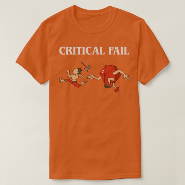 Critical Fail Running from D20 Dice Tabletop RPG T-Shirt (Design Front)