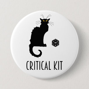 Critical Kit Funny Cat D20 RPG Tabletop Gaming 7.5 Cm Round Badge