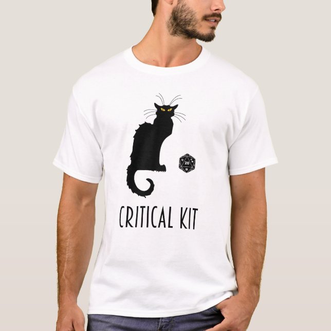 Critical Kit Funny Cat D20 RPG Tabletop Gaming T-Shirt (Front)