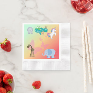Critters and Butterflies Baby Shower Scene Napkin