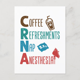 CRNA Coffee Refreshments Nap Anaesthesia Postcard