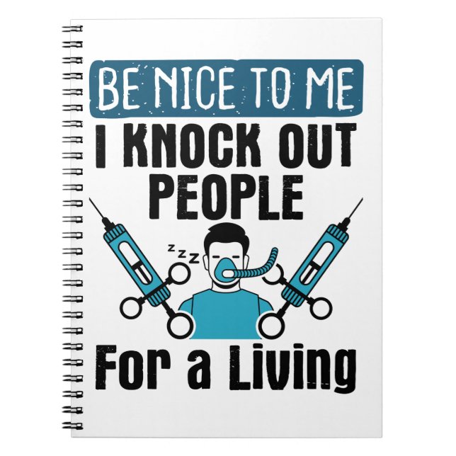 CRNA Nurse Anaesthetist Anaesthesiologist Knock Ou Notebook (Front)