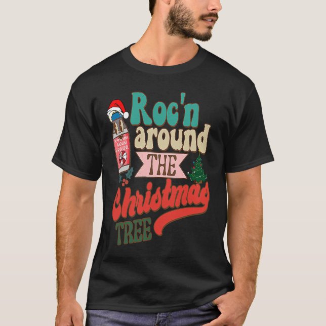 CRNA Nurse Christmas Roc'n Around The Christmas Tr T-Shirt (Front)