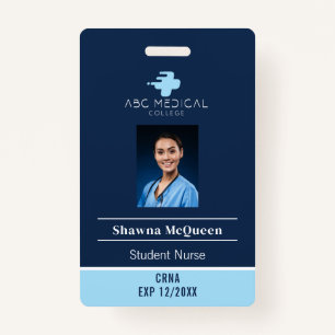 CRNA Student Nurse Practitioner Blue QR Code Photo ID Badge