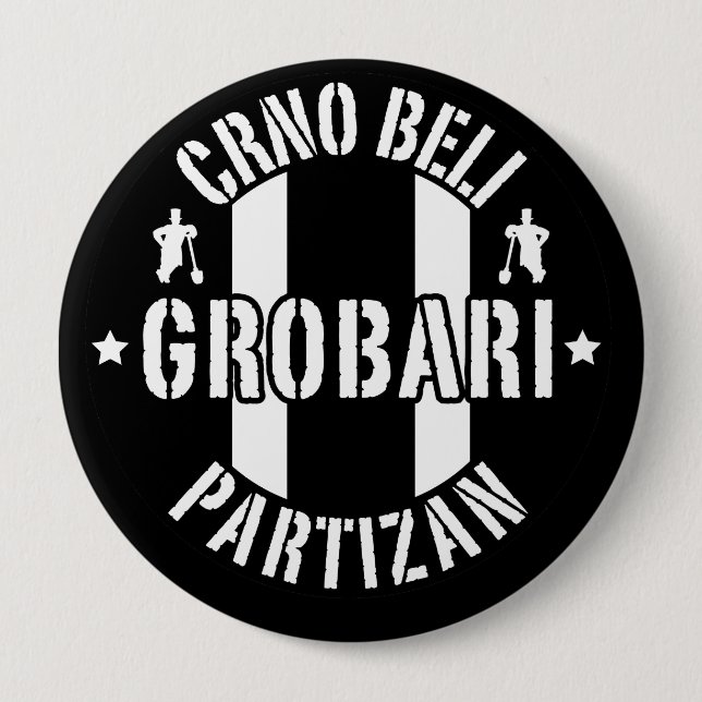 Crno Beli Grobari Partizan 10 Cm Round Badge (Front)