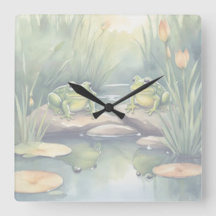 Croaking time square wall clock