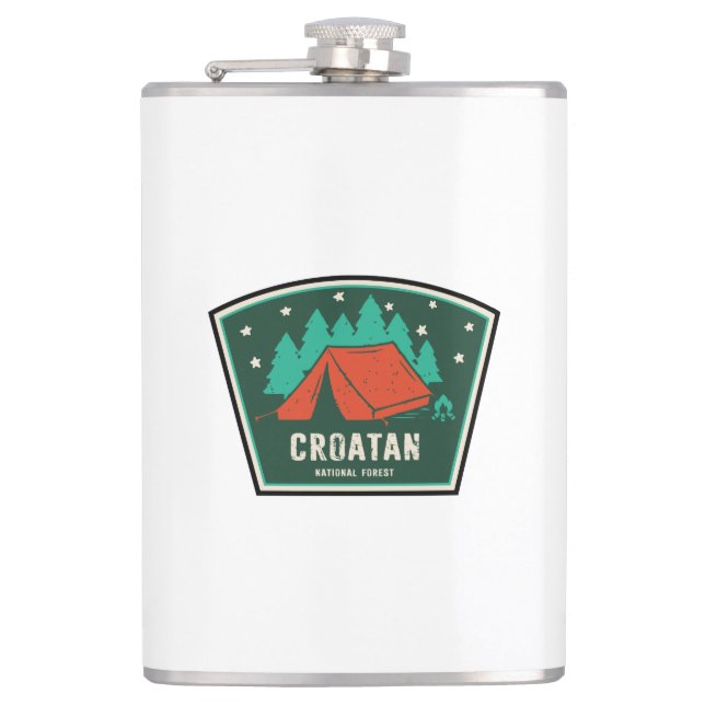 Croatan National Forest Camping Hip Flask (Front)