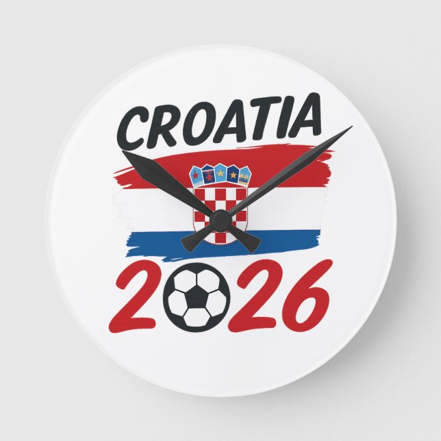 Croatia 2026 Soccer Fan Design Flag Colors Round Clock (Front)