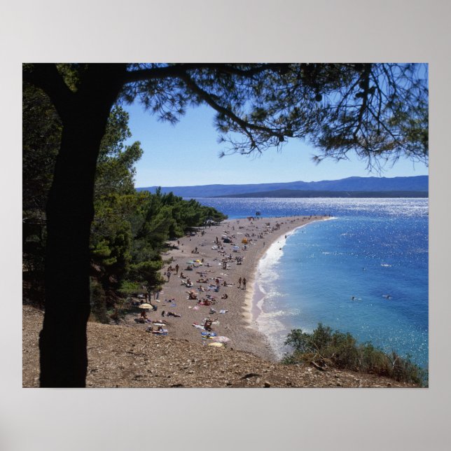 Croatia, Brac Island, Bol, Golden Cape Beach Poster (Front)