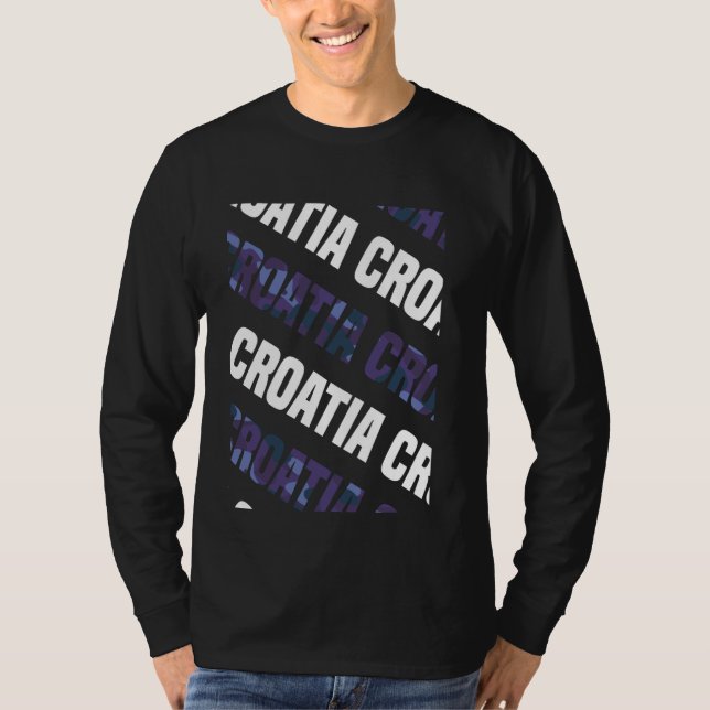 Croatia Camo Pattern Purple Camouflage T-Shirt (Front)