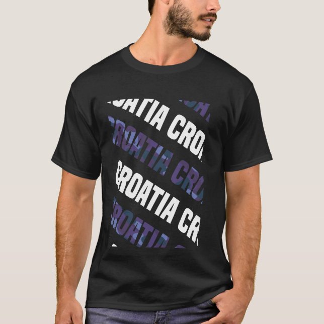 Croatia Camo Pattern Purple Camouflage T-Shirt (Front)