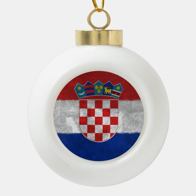 Croatia Ceramic Ball Christmas Ornament (Front)