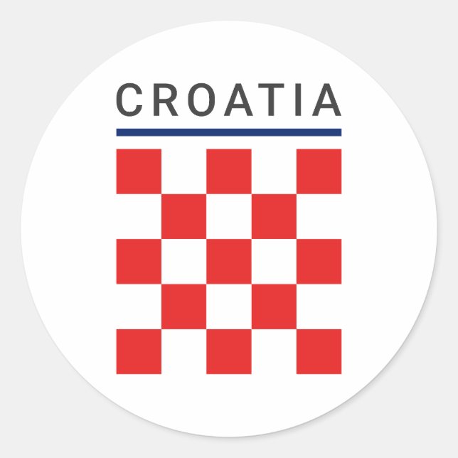 Croatia Checkerboard Classic Round Sticker (Front)