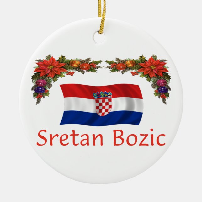 Croatia Christmas Ceramic Tree Decoration (Front)