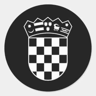 Croatia coat of arms, simple, checkerboard classic round sticker
