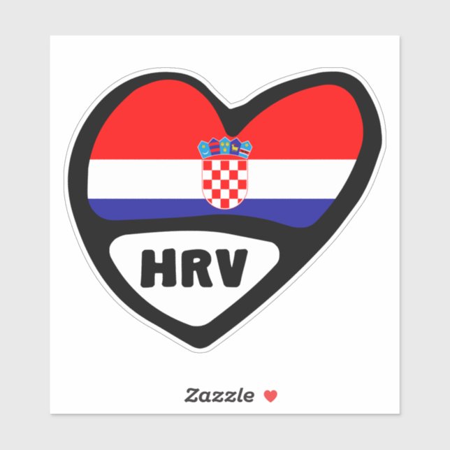 Croatia Country Code Flag Heart Hrvatska HRV (Sheet)