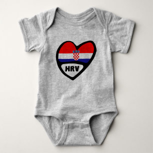 Croatia Country Code Flag Heart Hrvatska HRV Baby Bodysuit