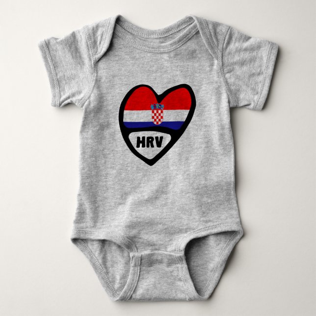 Croatia Country Code Flag Heart Hrvatska HRV Baby Bodysuit (Front)