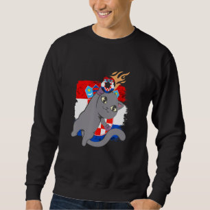 Croatia Croatian Flag Cat Croatian Pride Croatian  Sweatshirt