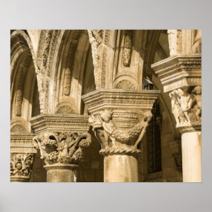 Croatia, Dalmatia, Dubrovnik. Stone arches and Poster