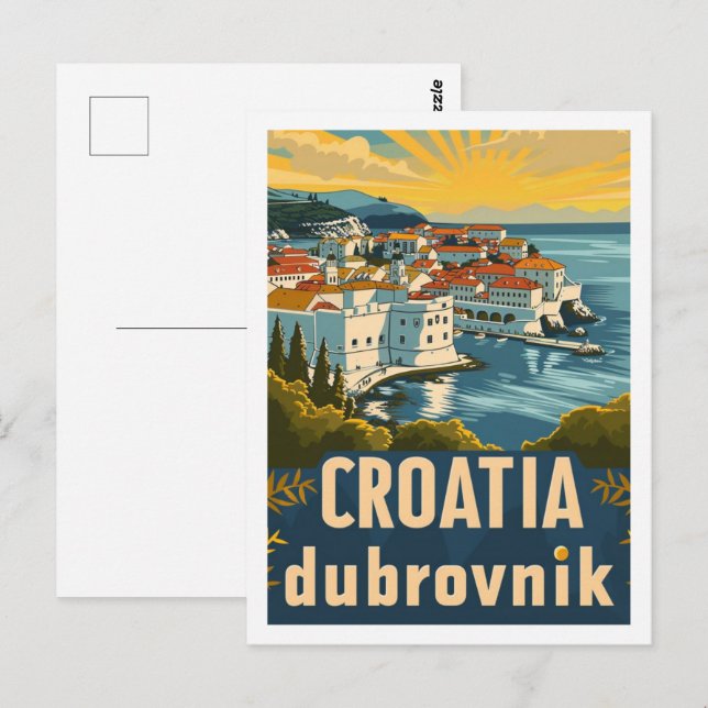 Croatia Dubrovnik Vintage Famous Travel Place Postcard (Front/Back)