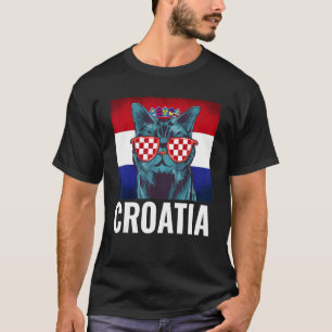 Croatia flag Balkan Peninsula vacation Cat Croatia T-Shirt