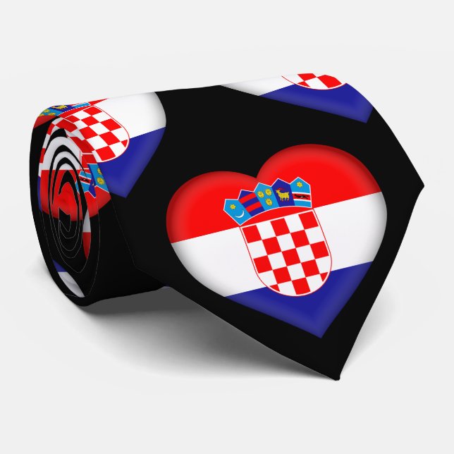 Croatia Flag Colours Heart Pattern Neck Tie (Rolled)