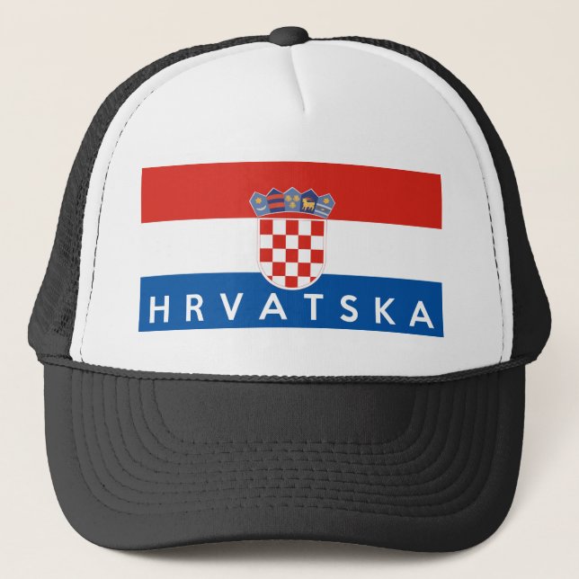 croatia flag country hrvatska text name trucker hat (Front)
