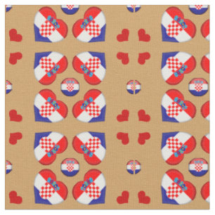 Croatia Flag & Croatia Heart fashion Fabric