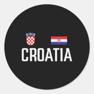Croatia Flag Croatian Footll Soccer Fan Men Women  Classic Round Sticker