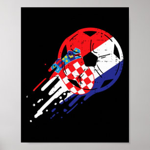 Croatia Flag Croatian Soccer Footll Fan Men Women  Poster