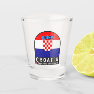 Croatia Flag Emblem Distressed Vintage Shot Glass