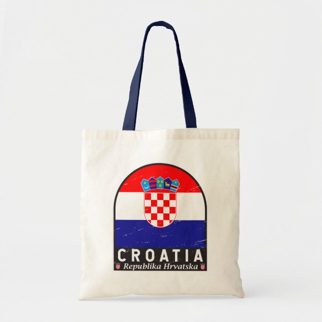 Croatia Flag Emblem Distressed Vintage Tote Bag (Front)