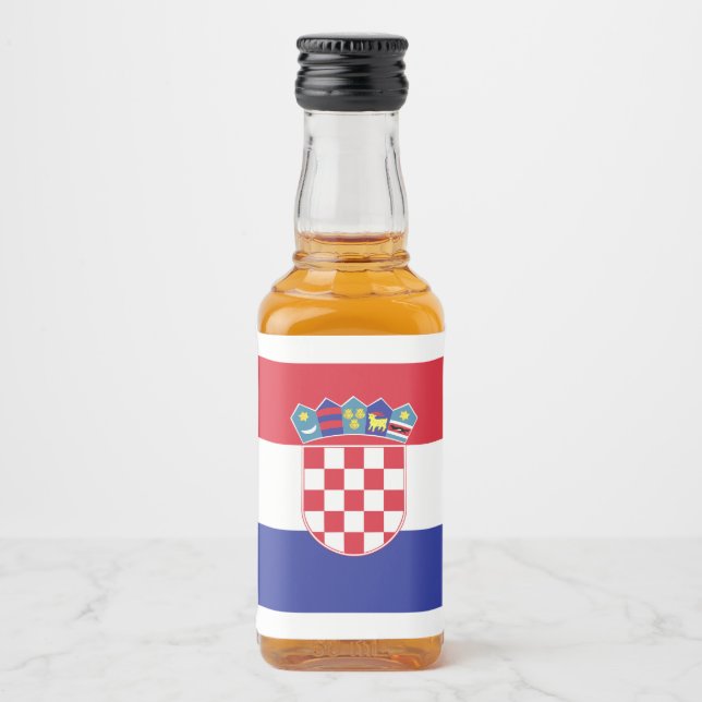 Croatia Flag Emblem Liquor Bottle Label (Front)