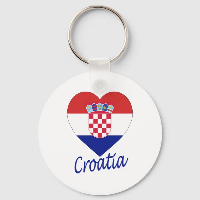 Croatia Flag Heart Key Ring (Front)