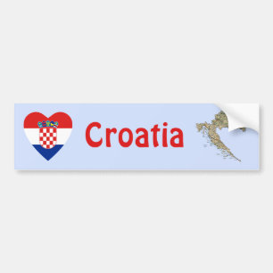 Croatia Flag Heart + Map Bumper Sticker