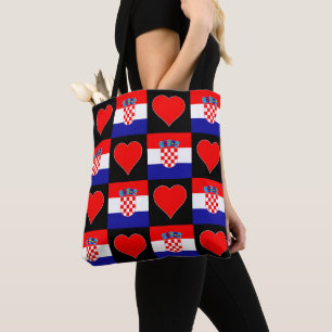 Croatia Flag Heart Pattern Patriotic Croatian Tote Bag