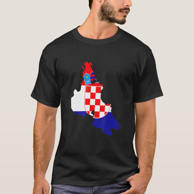 Croatia flag in Krk outline Krk T-Shirt (Front)