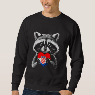 Croatia Flag Lemur Heart Croatian Roots Croatian P Sweatshirt