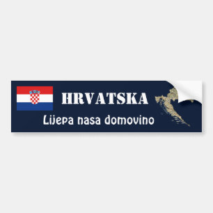 Croatia Flag + Map Bumper Sticker