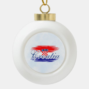  Croatia flag map Ceramic Ball Christmas Ornament