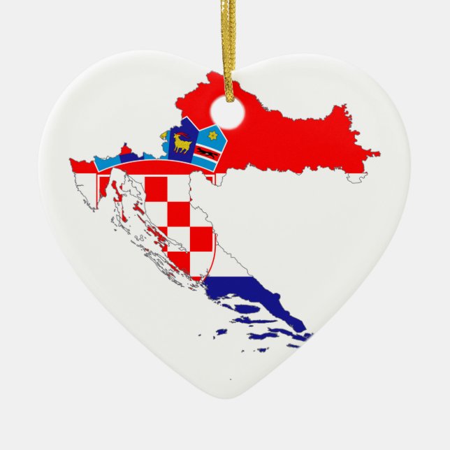 Croatia Flag Map Ceramic Tree Decoration (Front)