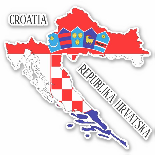 Croatia Flag Map Outline (Front)