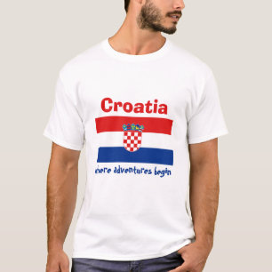 Croatia Flag + Map + Text T-Shirt