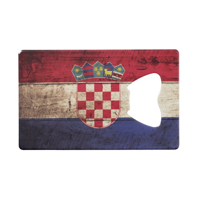 Croatia Flag on Old Wood Grain (Front (Horizontal))