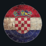 Croatia Flag on Old Wood Grain Dartboard<br><div class="desc">Feel free to modify the design according to your own preferences. You may change the design location, orientation, background colours and size. Also, you may add your own text, or slogan set its font, location and size, all in order to create the ultimate personal gift for you and your loved...</div>