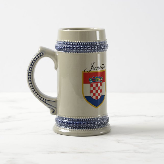 Croatia Flag Personalised Beer Stein (Left)