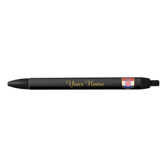 Croatia Flag Personalised Black Ink Pen (Front)